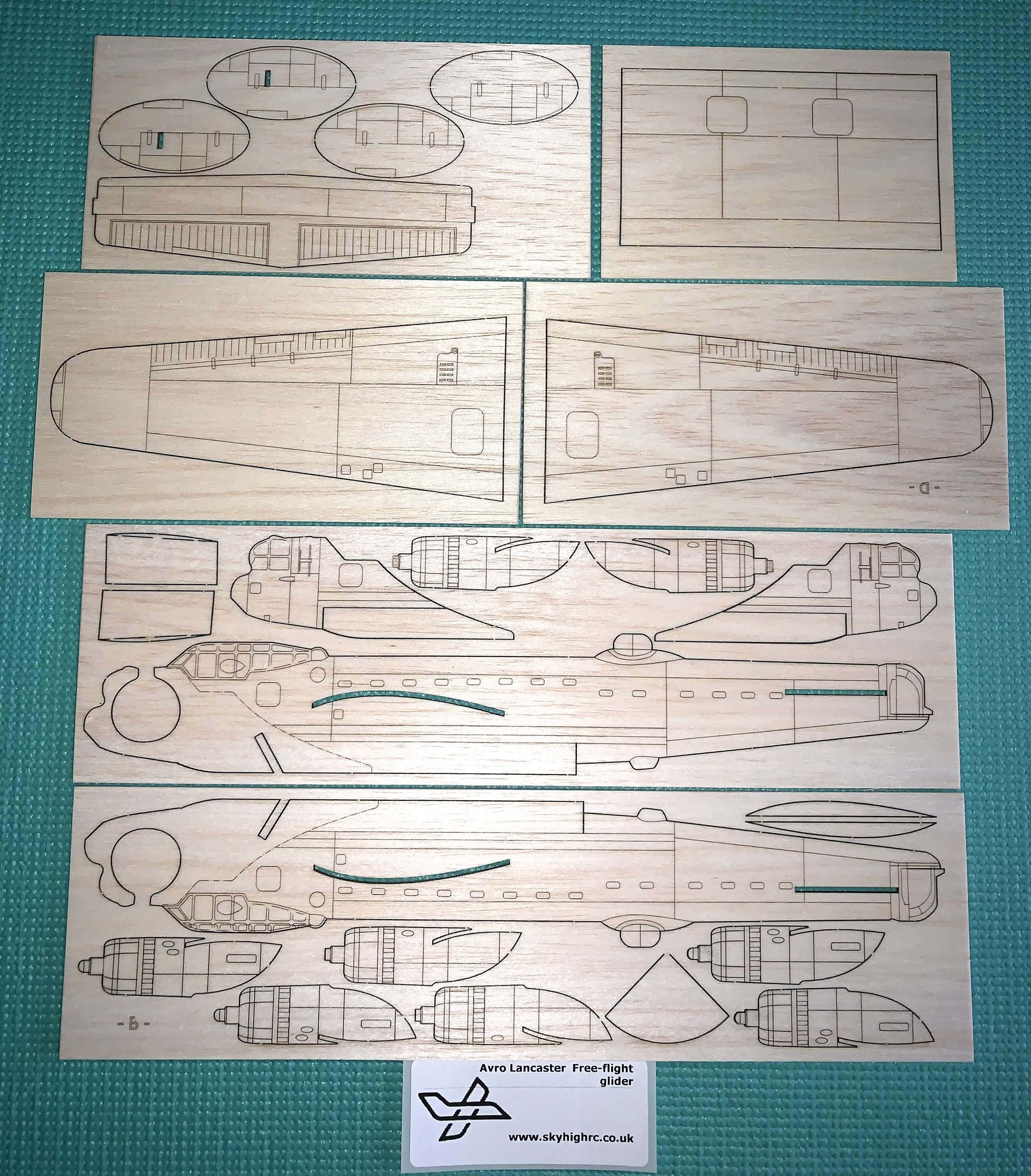Avro Lancaster - Scale free-flight model glider ~ Laser-cut balsa kit