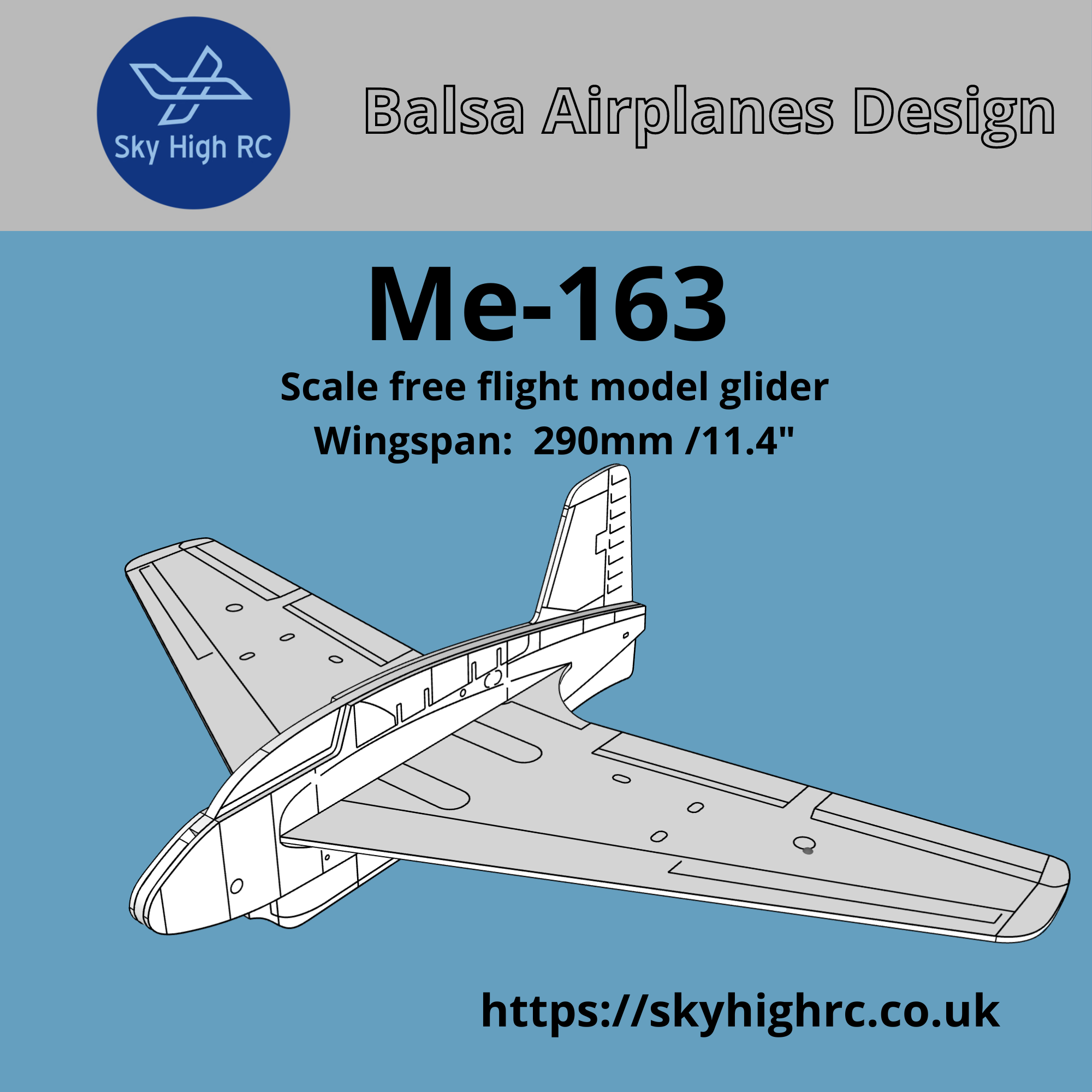 Me163 Komet - Scale free-flight model glider ~ Laser-cut balsa kit