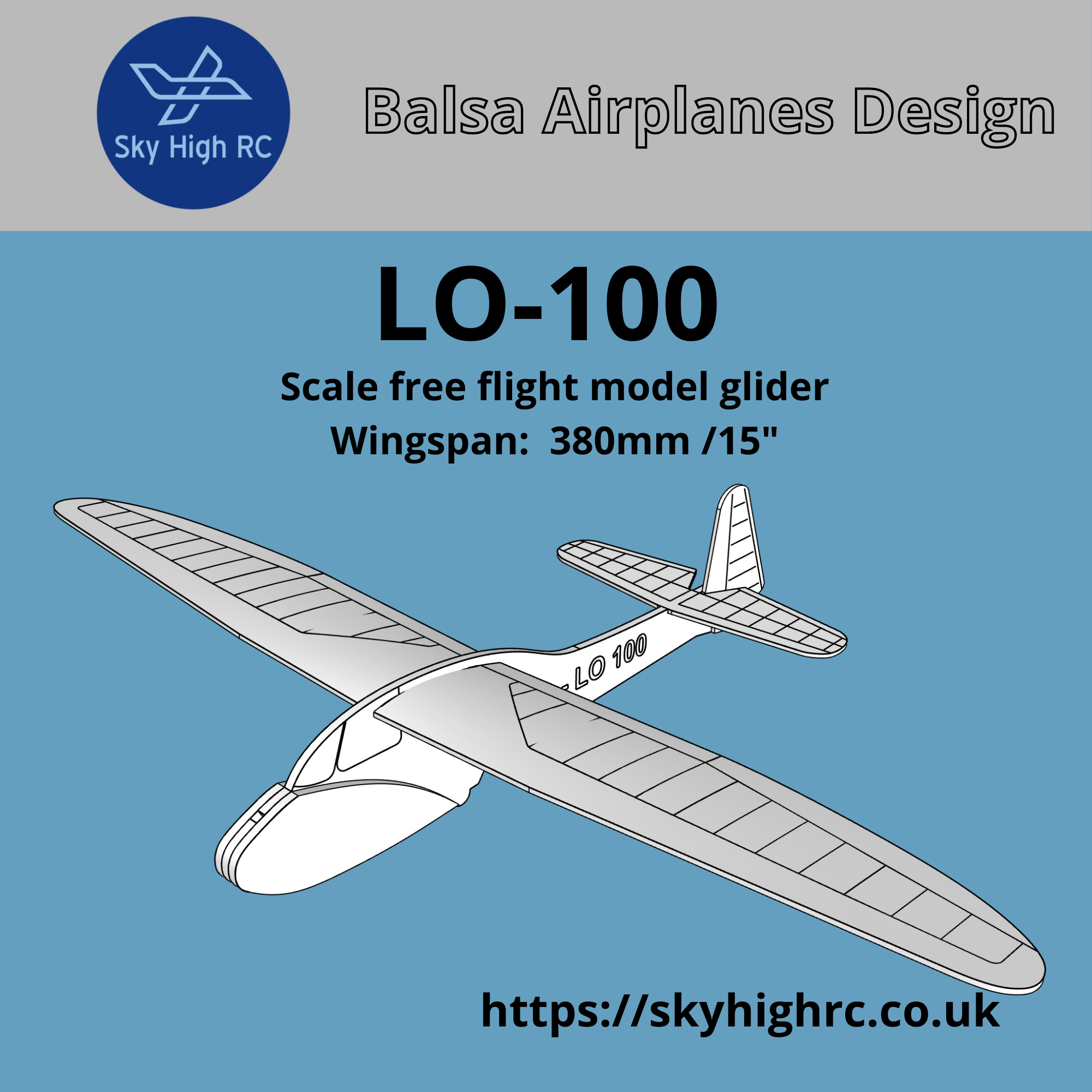 LO-100 Glider - Scale free-flight model glider ~ Laser-cut balsa kit