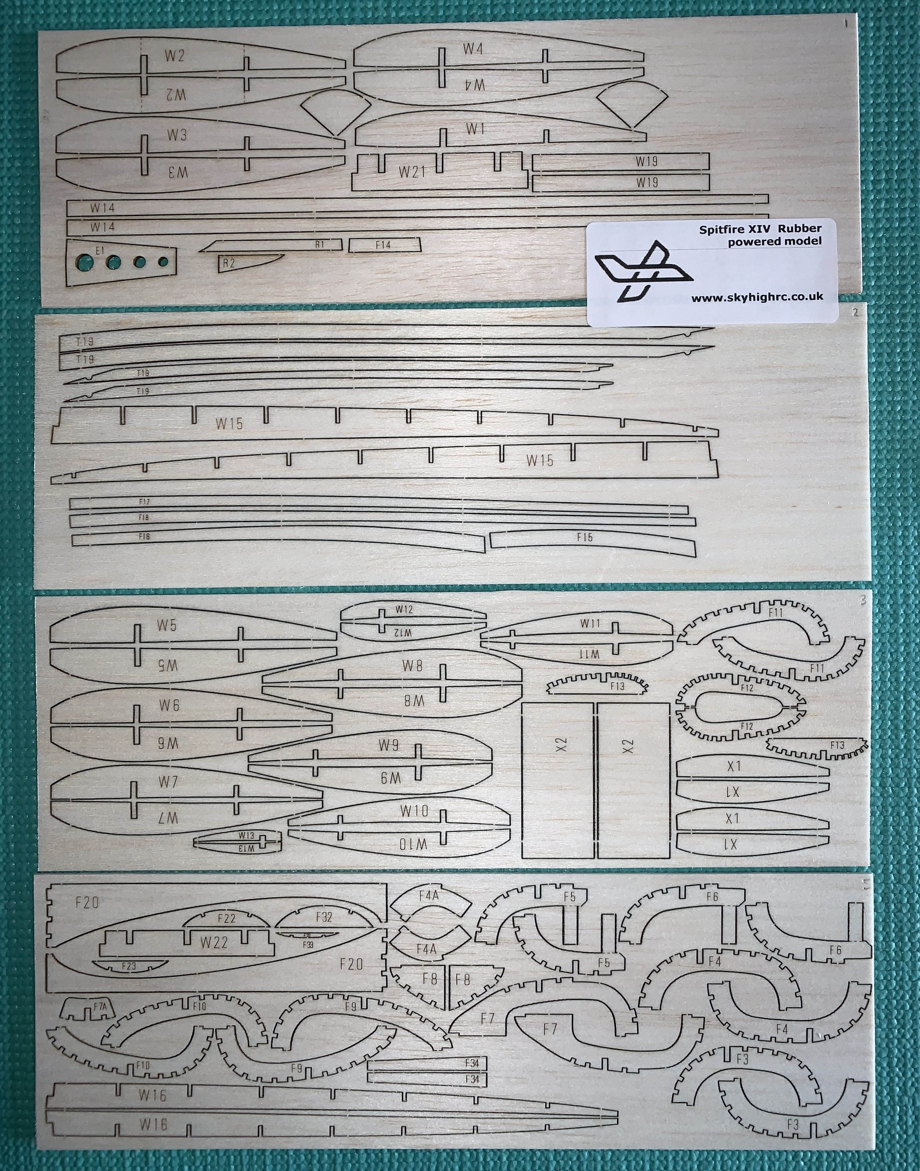 Spitfire XIV  - Scale free-flight rubber model ~ Laser-cut balsa/ply short kit