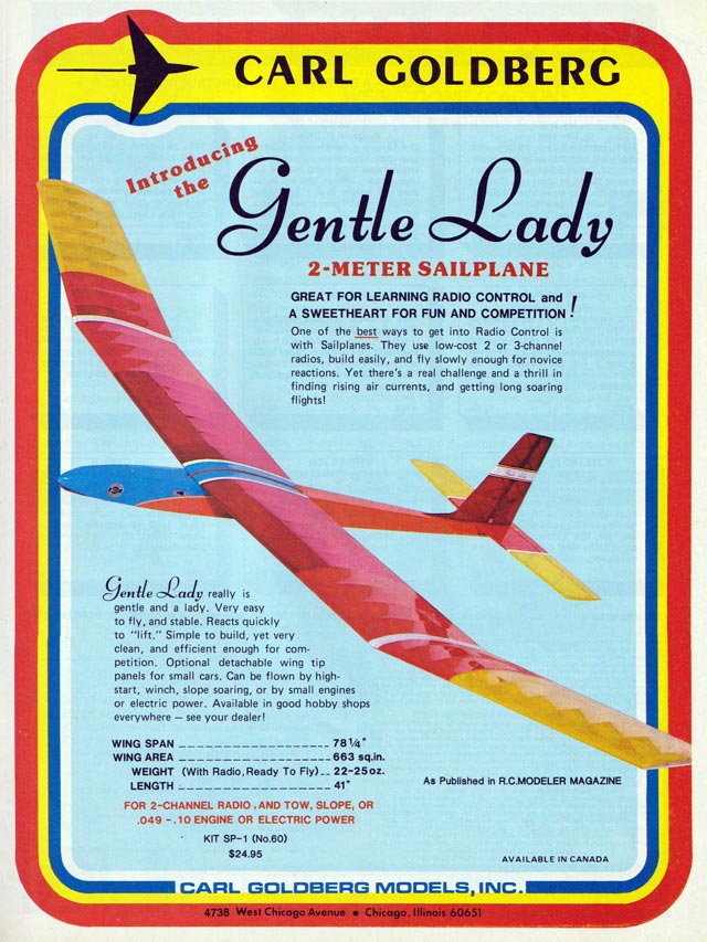 Gentle Lady - RC 2m Model Glider by Carl Goldberg - Laser-cut Balsa Rib Set