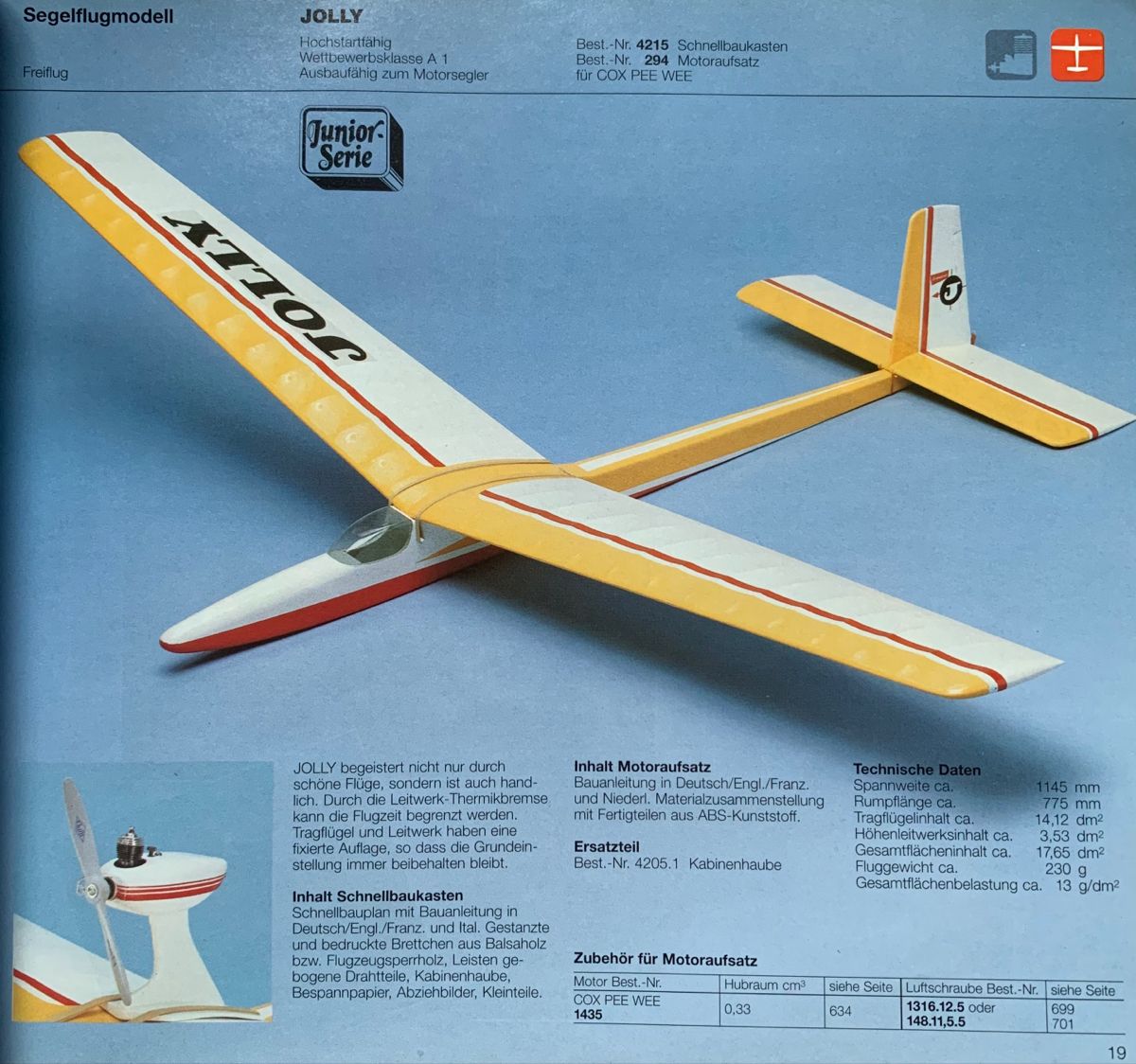 Graupner Jolly - RC Model Glider ~ Laser-cut RIB SET