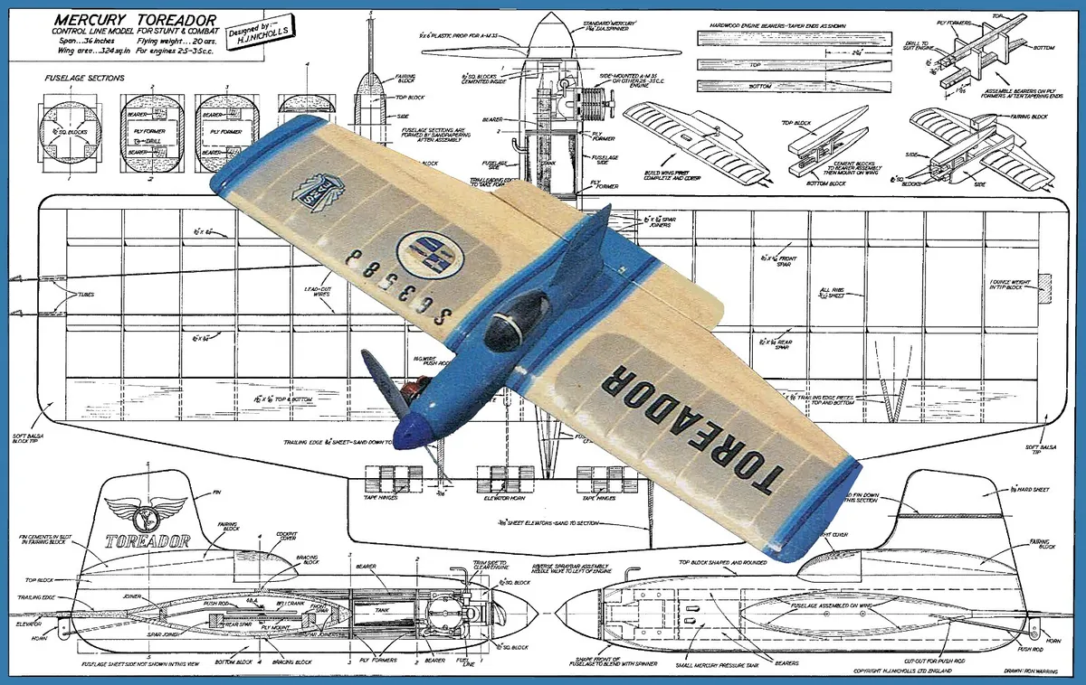 Mercury 'Toreador'  - Vintage Control Line Model - Laser-cut Balsa Rib Set