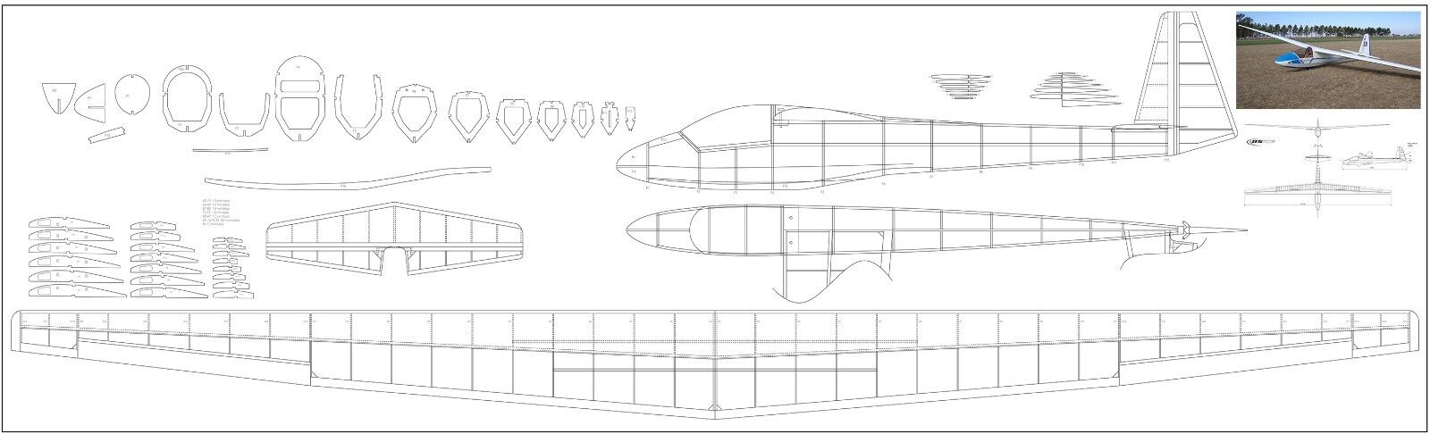 ASK-18 - 2.4m Scale RC Sailplane - Laser-cut Wing RIB & Former SET