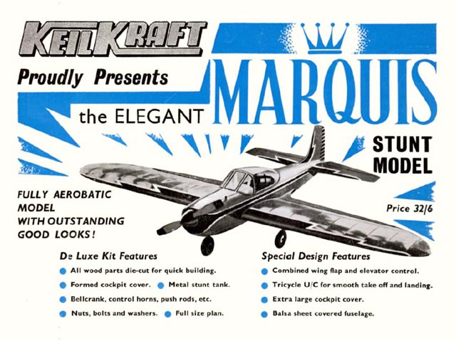 'Marquis'  - Classic KK Control Line Model - Laser-cut balsa/ply rib set
