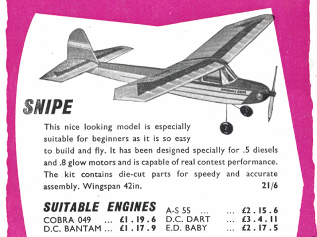 'Snipe' Vintage KK Free Flight Model ~ Laser-cut Balsa Rib Set