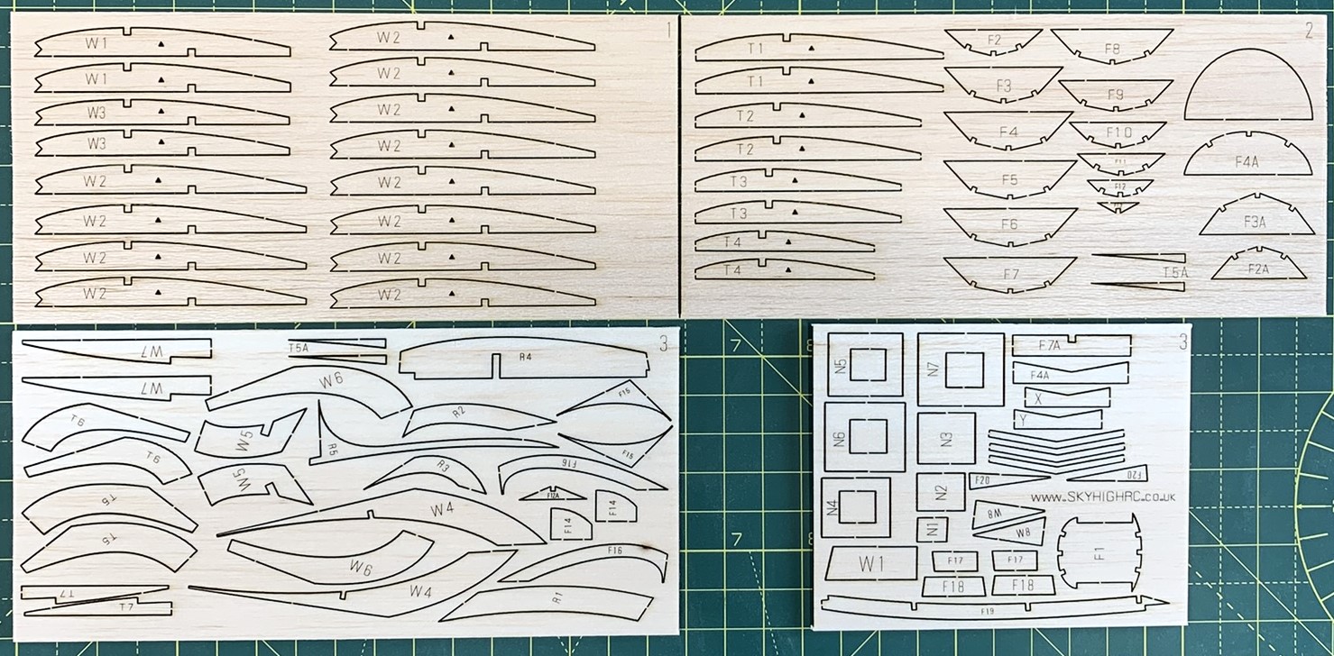 Keil Kraft Cadet ~ 30" Free flight Glider ~ Laser-cut Balsa Wing RIB & parts SET