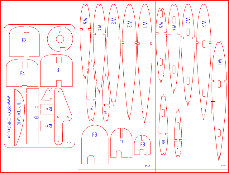 KK Skystreak 26 - Control Line Model ~ Laser-cut Balsa Wing RIB & Former SET
