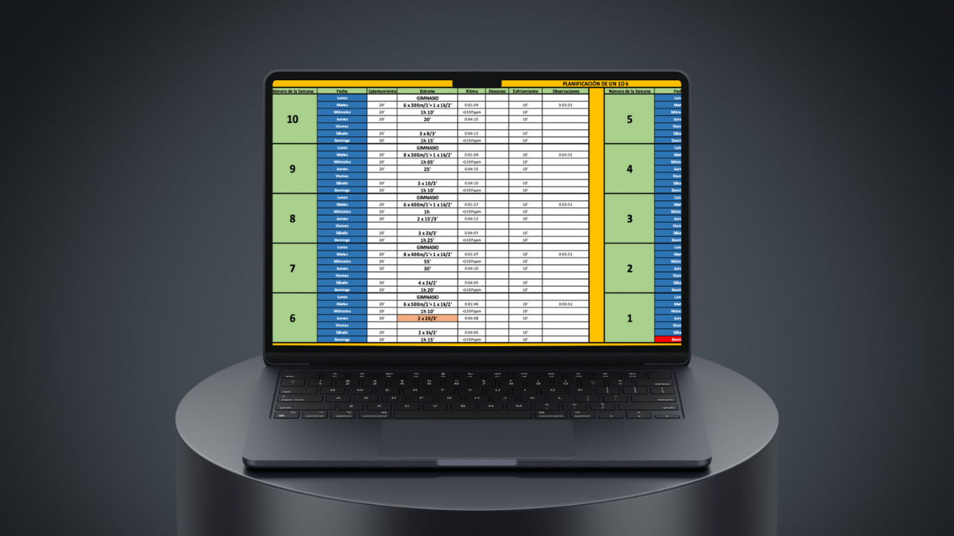 Excel Carrera 5k, 10k y 21 k