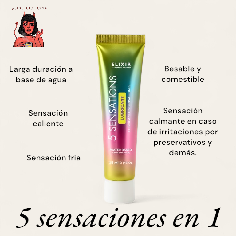 Lubricante 5 Sensaciones elixir 15ml cantidad 