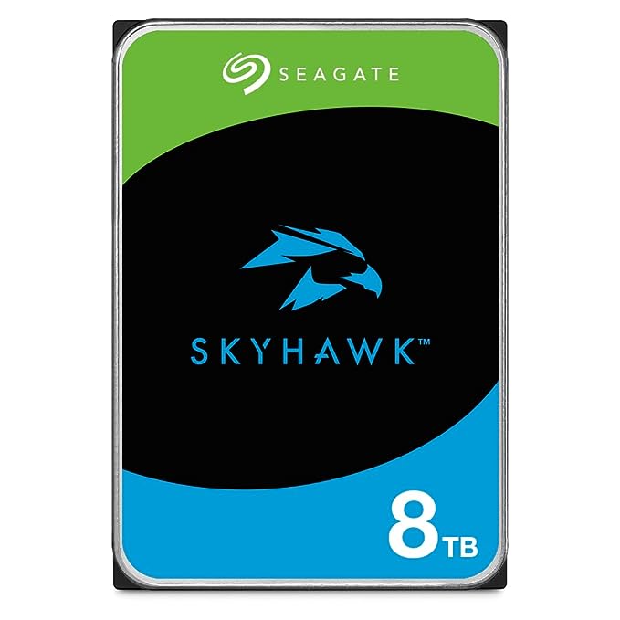Seagate Skyhawk 8 TB Surveillance Internal Hard Drive HDD – 3.5 Inch SATA 6 Gb/s 256 MB Cache for DVR NVR Security Camera System with Drive Health Management (ST8000VX004)
