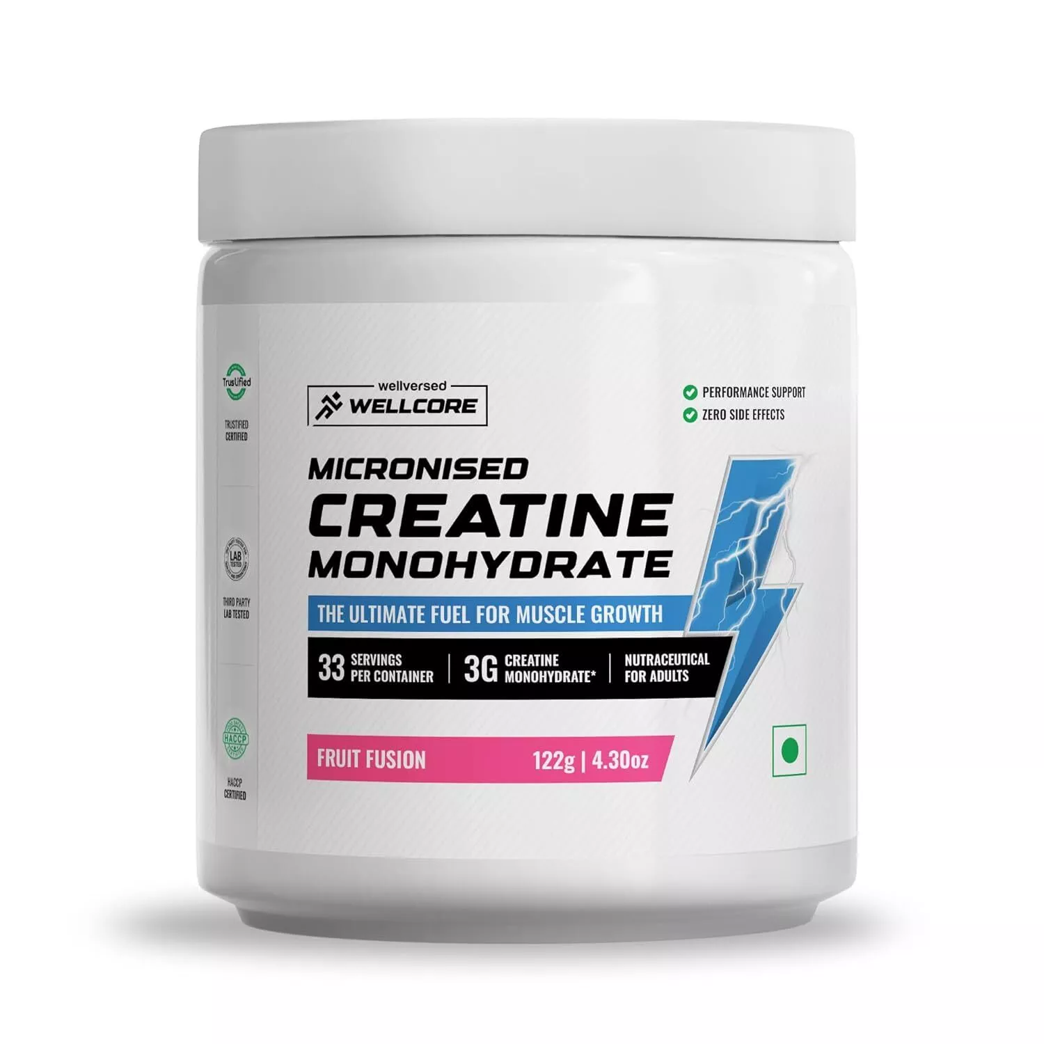Creatine Monohydrate Powder -Wellcore - Pure Micronised Creatine Monohydrate (Fruit Fusion Enhanced Muscle)