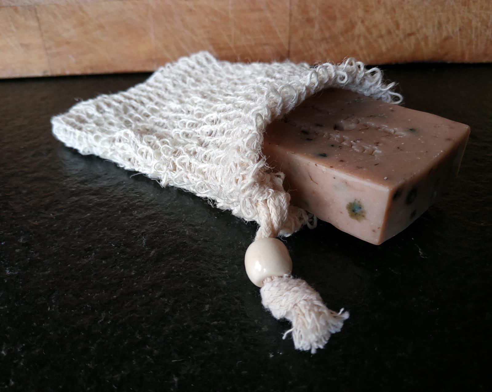 Katoenen scrub zeepzakje