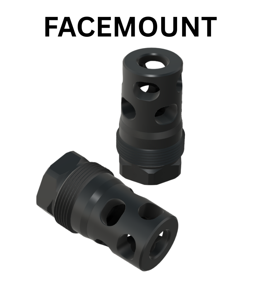 Facemount - Compact Muzzle Brake (5/8-24, 9mm bore) Plan-B Suppressor Mount