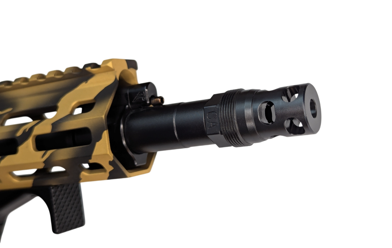 Compact Muzzle Brake (1/2-28, 5.56 bore) Plan-B Suppressor Mount