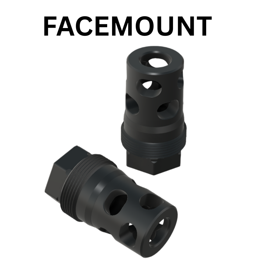 Facemount - Compact Muzzle Brake (1/2-28, 9mm bore) Plan-B Suppressor Mount