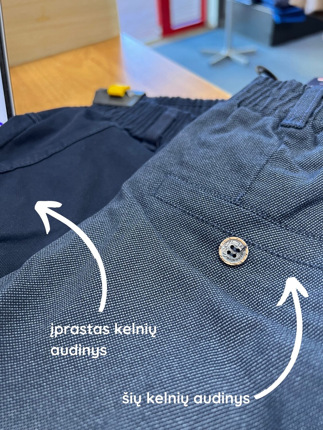 Medvilninės mėlynos kelnės BEVEIK KOSTIUMINĖS