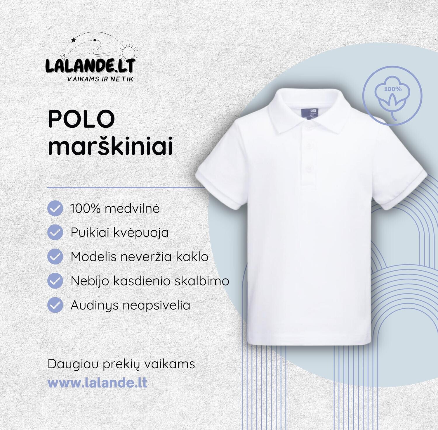 Balti POLO tipo marškiniai trumpomis rankovėmis