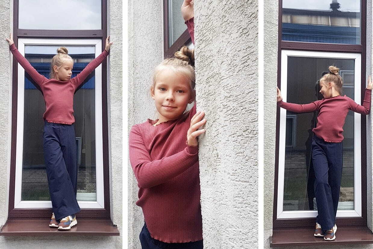 RIB trikotažo vienspalvė palaidinė BURGUNDO KLASIKA