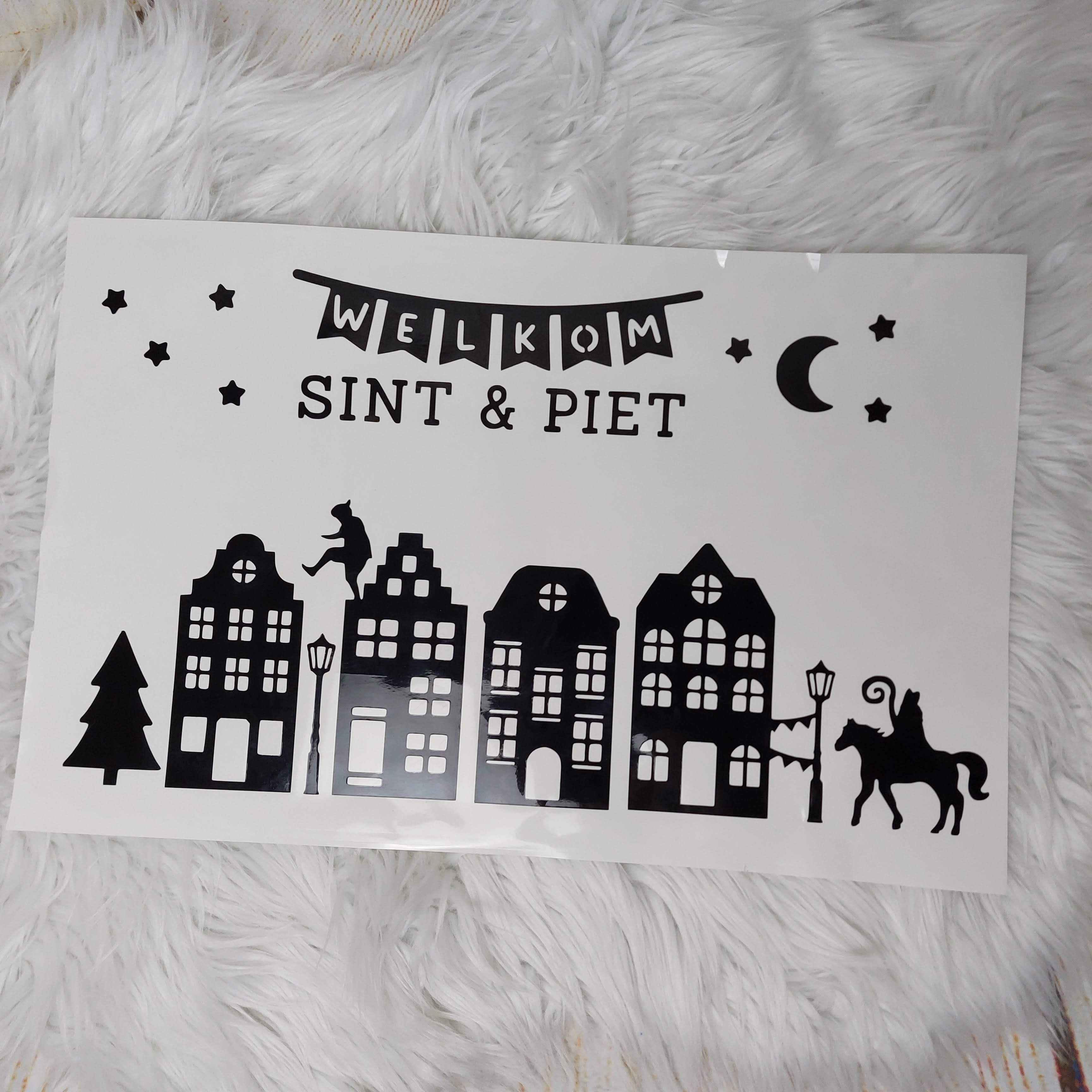 Raamstickers: Sint en Piet