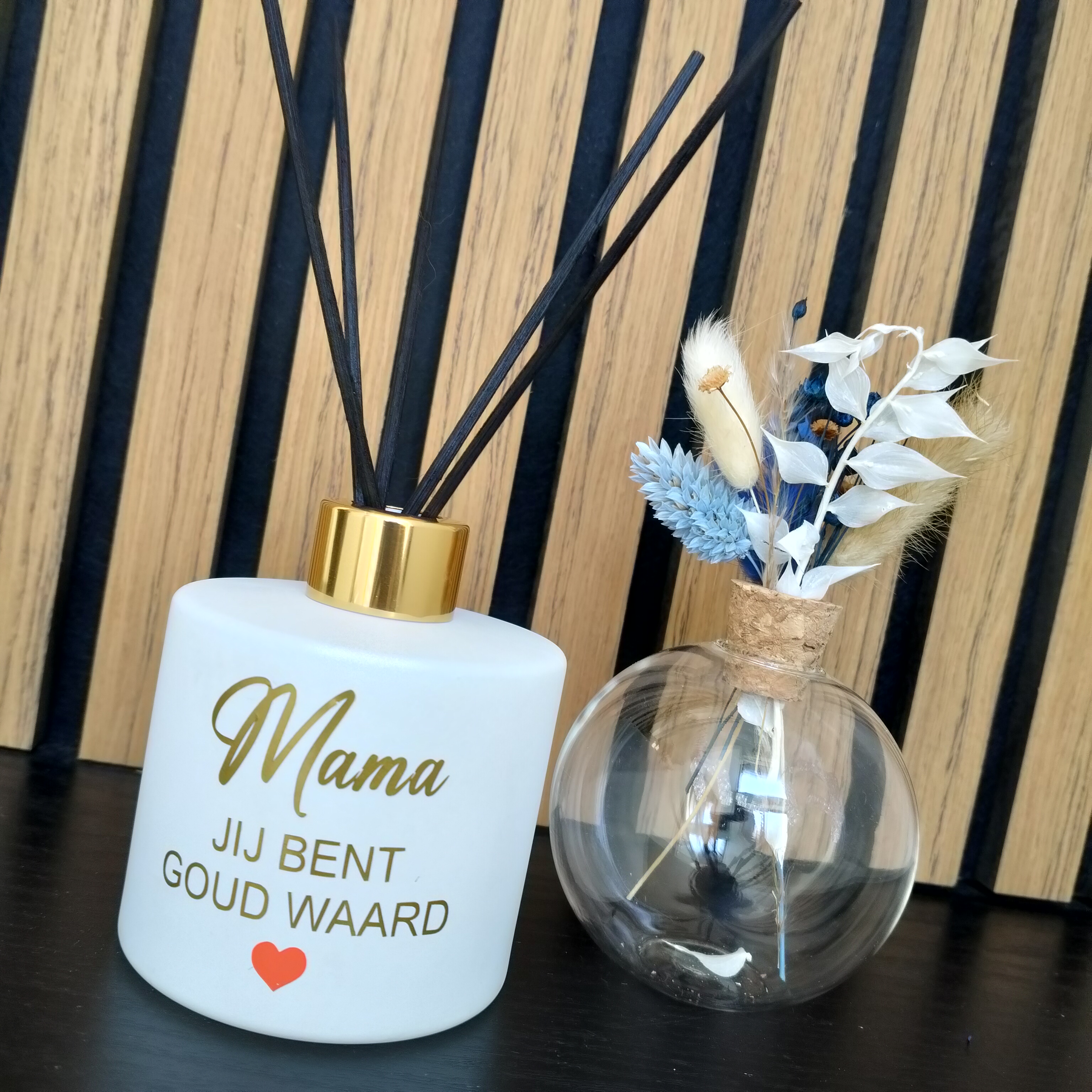 Vaasje droogbloemen "Plusmama"