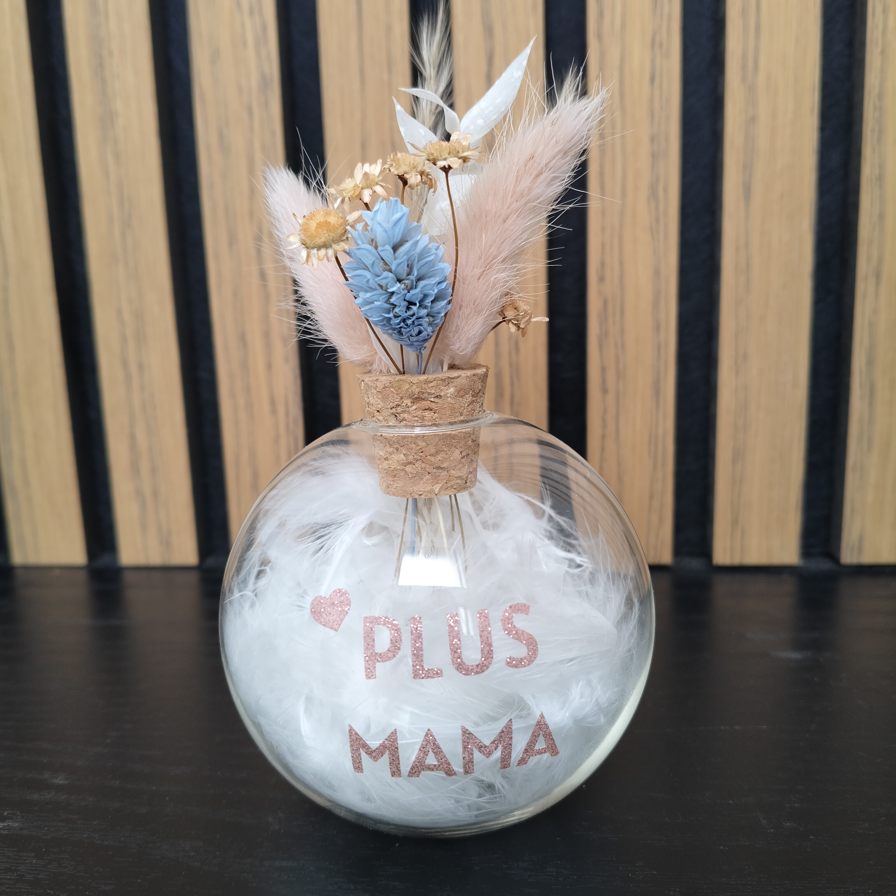 Vaasje droogbloemen "Plusmama"