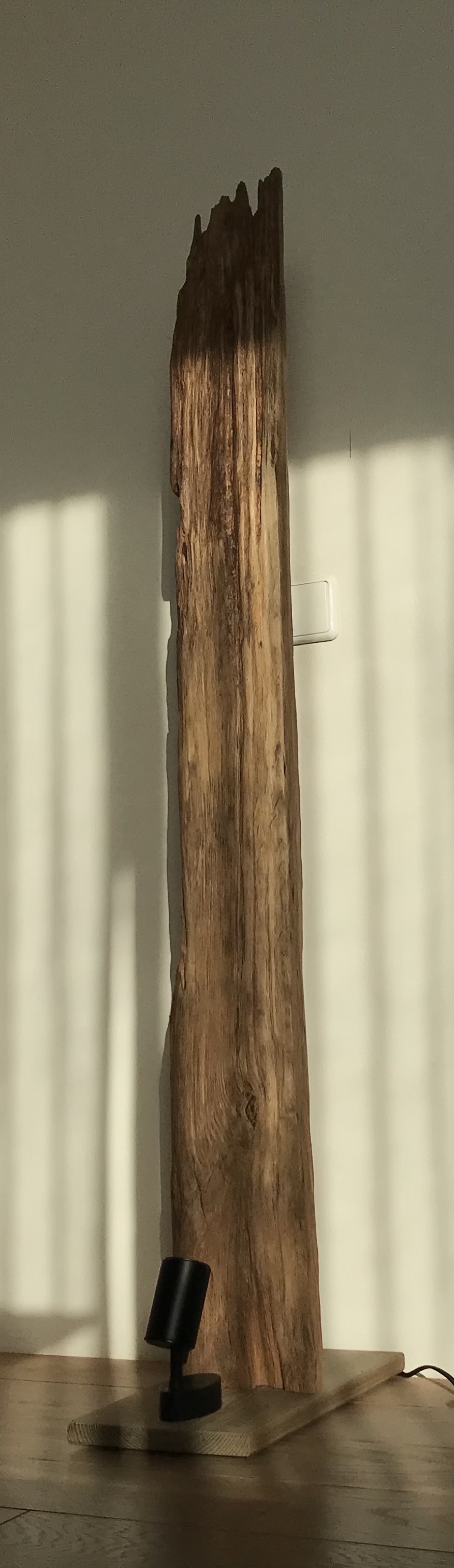 Interjero elementas (I) su šviesos šaltiniu (7w, 3000K, LED), ąžuolas h-135 cm, plotis apie 16 cm