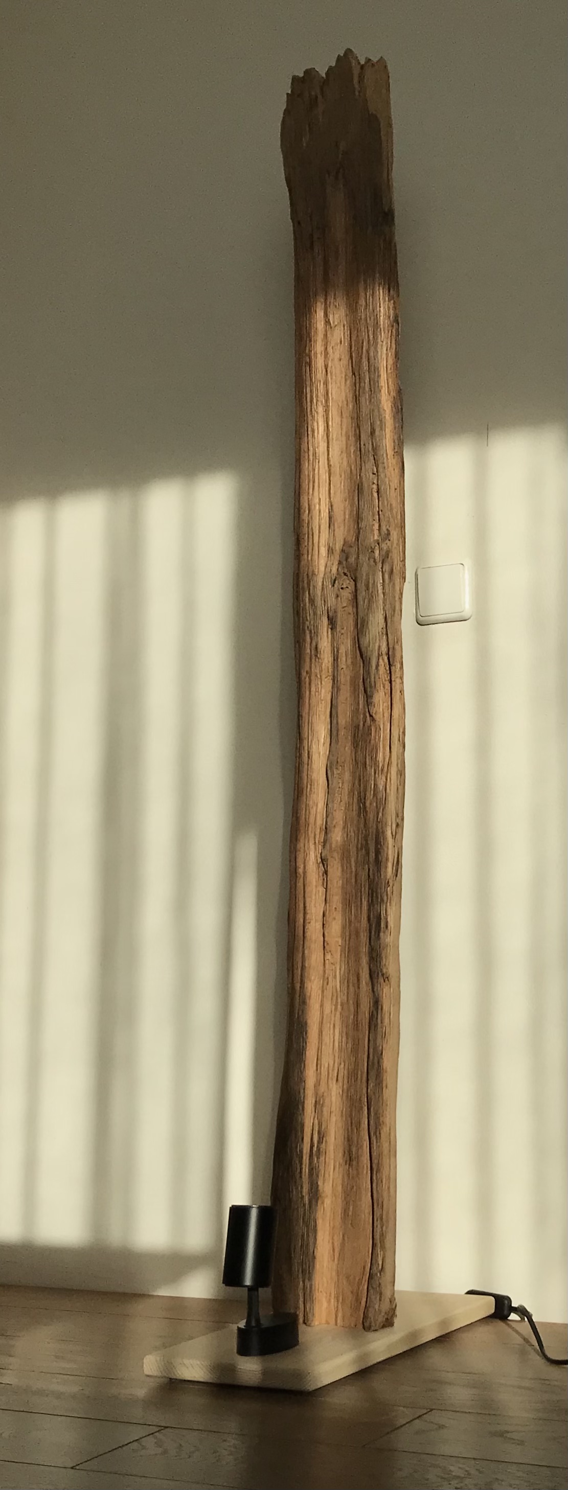 Interjero elementas (II) su šviesos šaltiniu (7W, 3000K, LED), ąžuolas, h-147 cm, plotis apie 16 cm