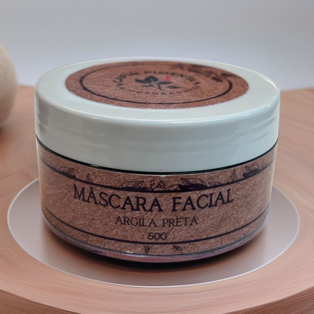 Máscara Facial de Argila Preta, 50g.