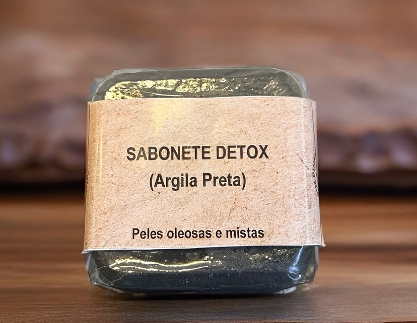 Sabonete Facial de Argila Preta Detox, 70g.