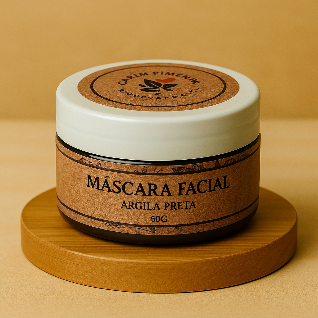 Máscara Facial de Argila Preta, 50g.