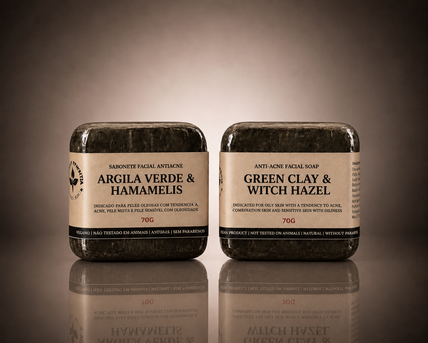 Sabonete Facial de Argila Verde, 70g.