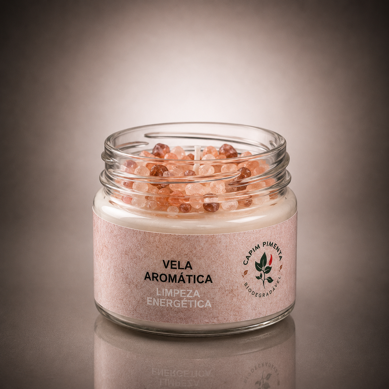 Vela Aromática de Arruda e Sal Grosso, Limpeza Energética.