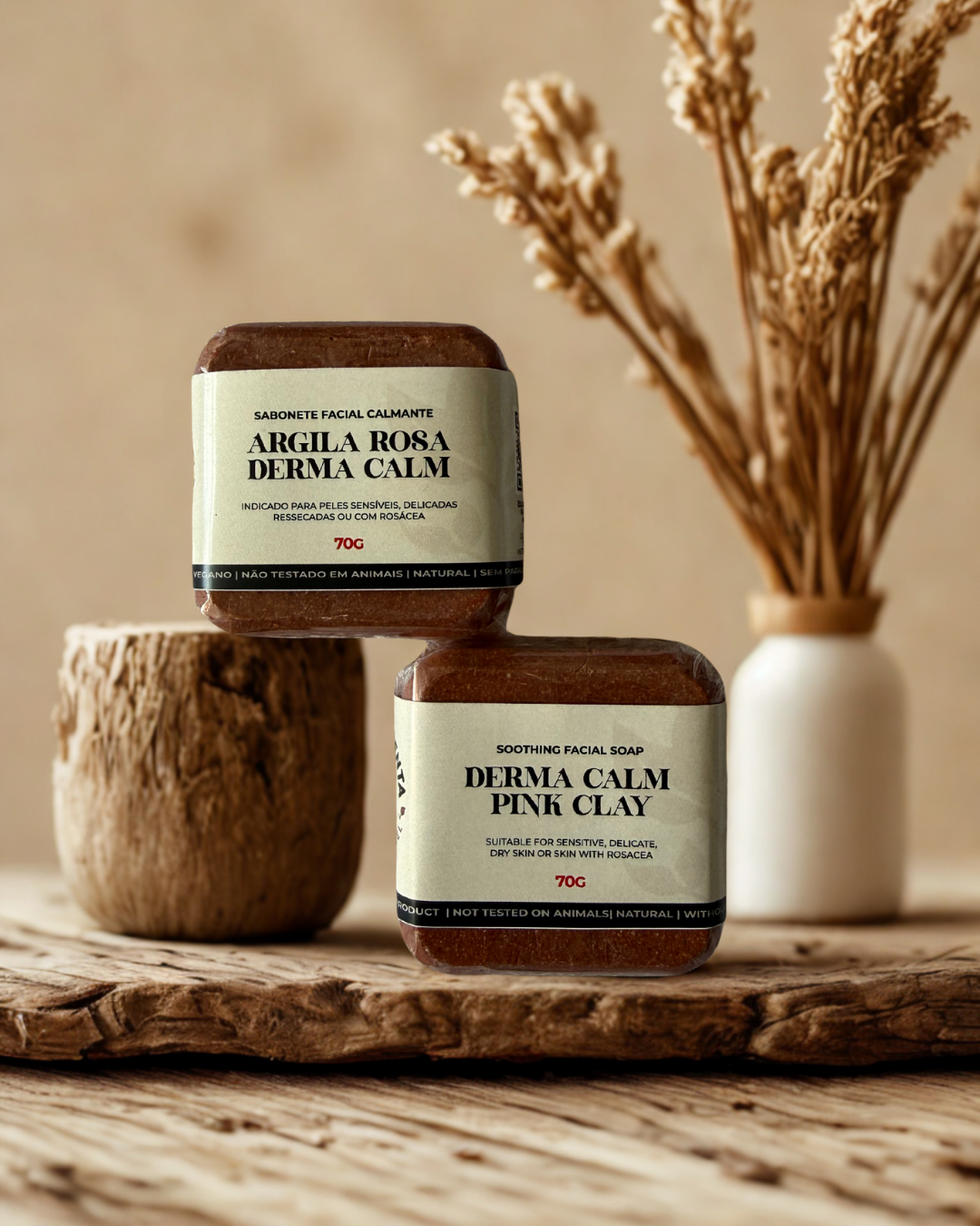 Sabonete Facial de Argila Rosa, 70g.