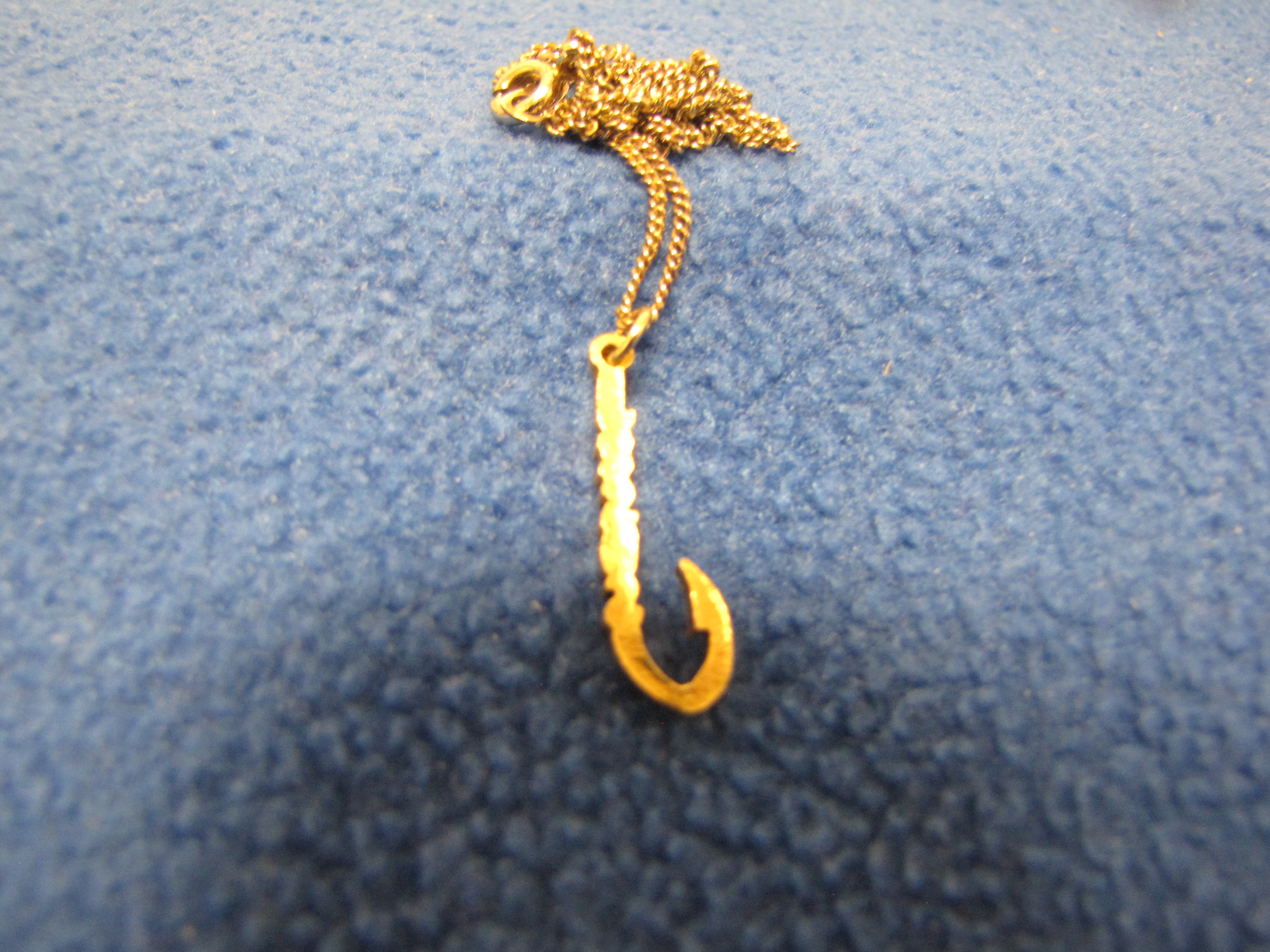 Gold Colored Fishing Hook Necklace