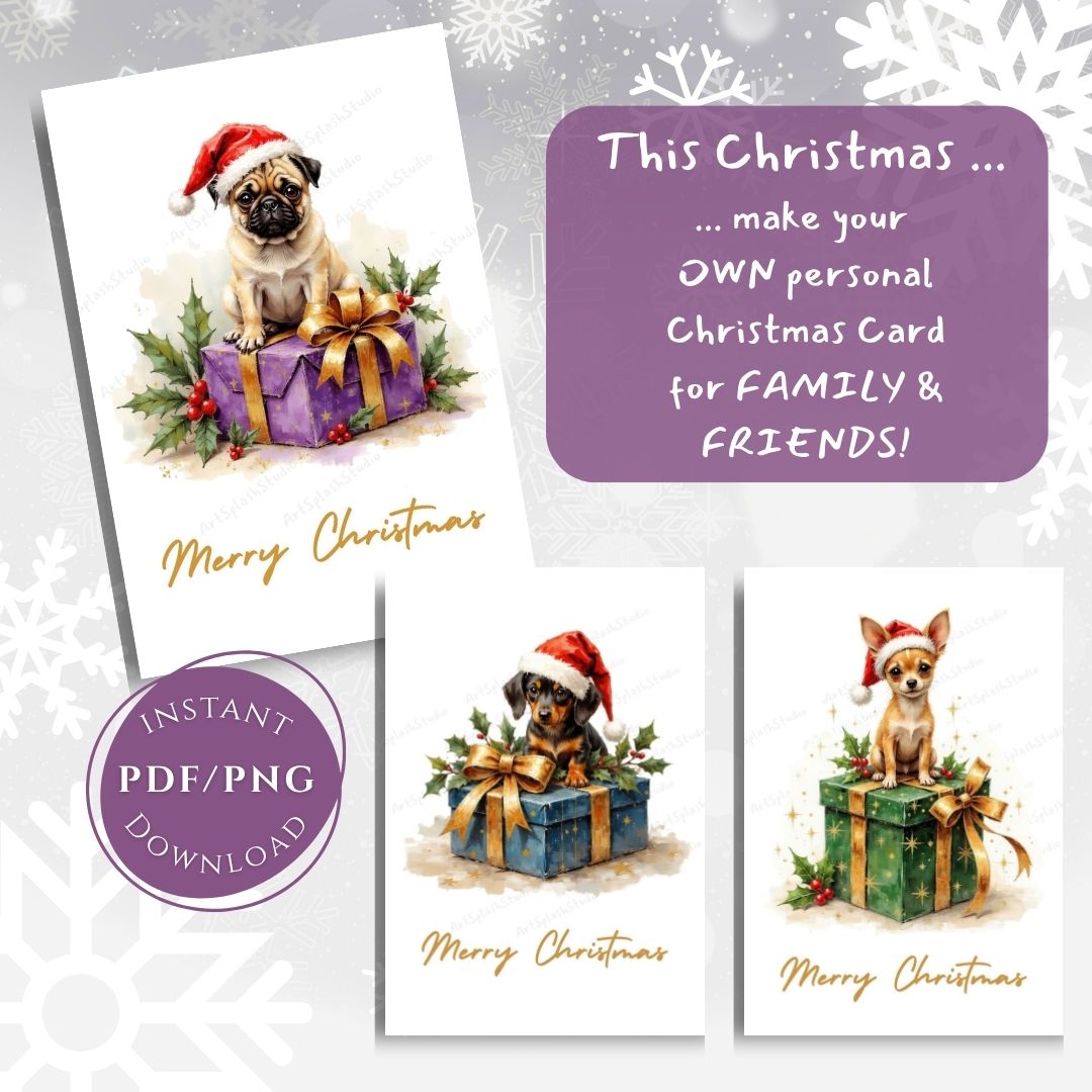 6x Christmas Card Bundle Printable | digital download