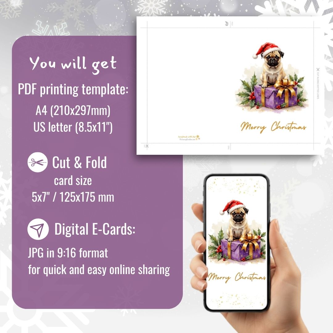 6x Christmas Card Bundle Printable | digital download