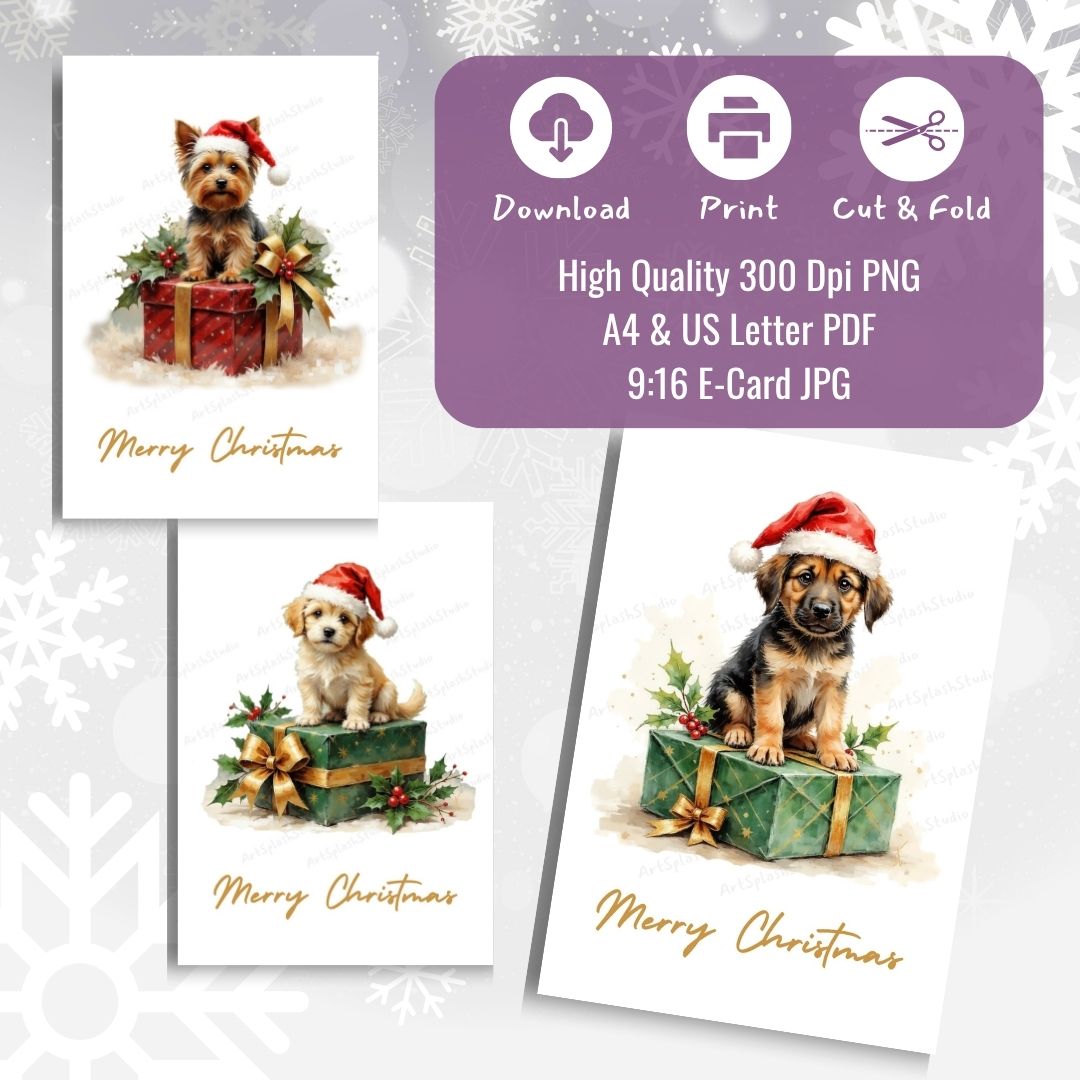 6x Christmas Card Bundle Printable | digital download