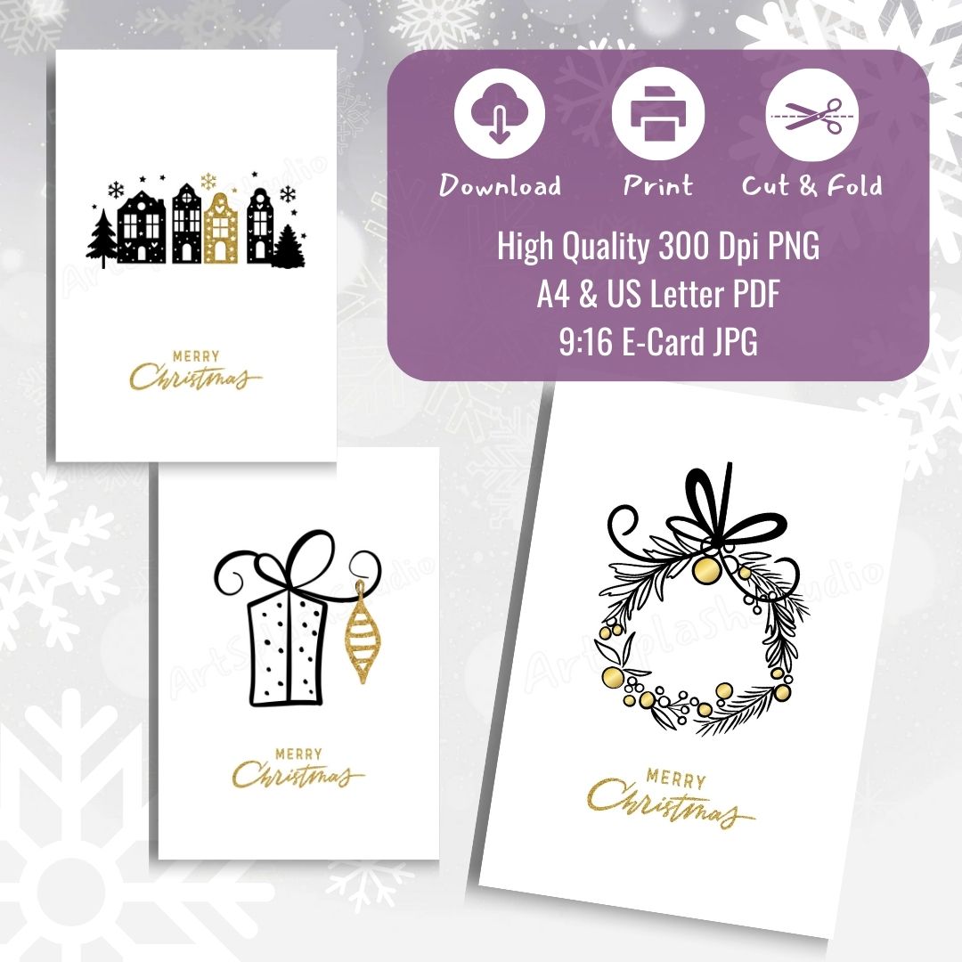 6x Christmas Card Bundle  Printable | digital download