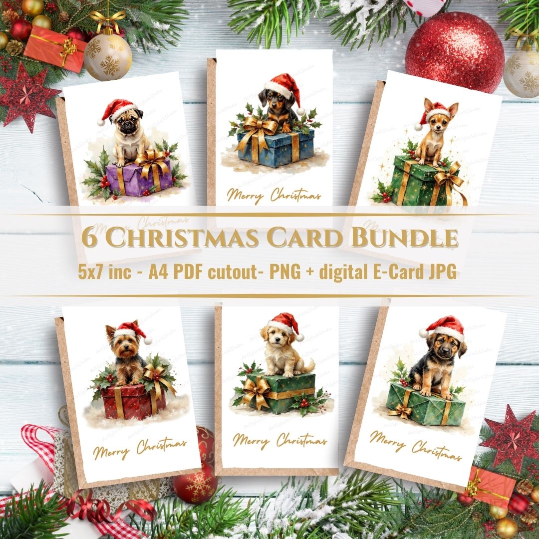 6x Christmas Card Bundle Printable | digital download