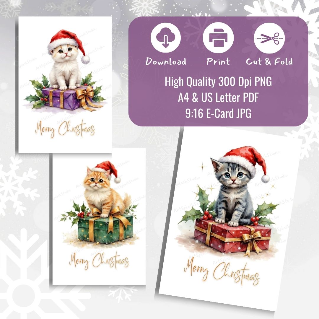6x Christmas Card Bundle  Printable | digital download