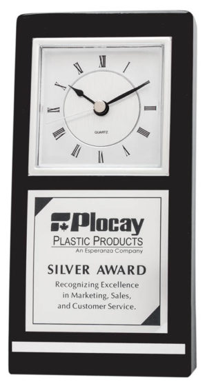 Black Silver Piano Finish Clock