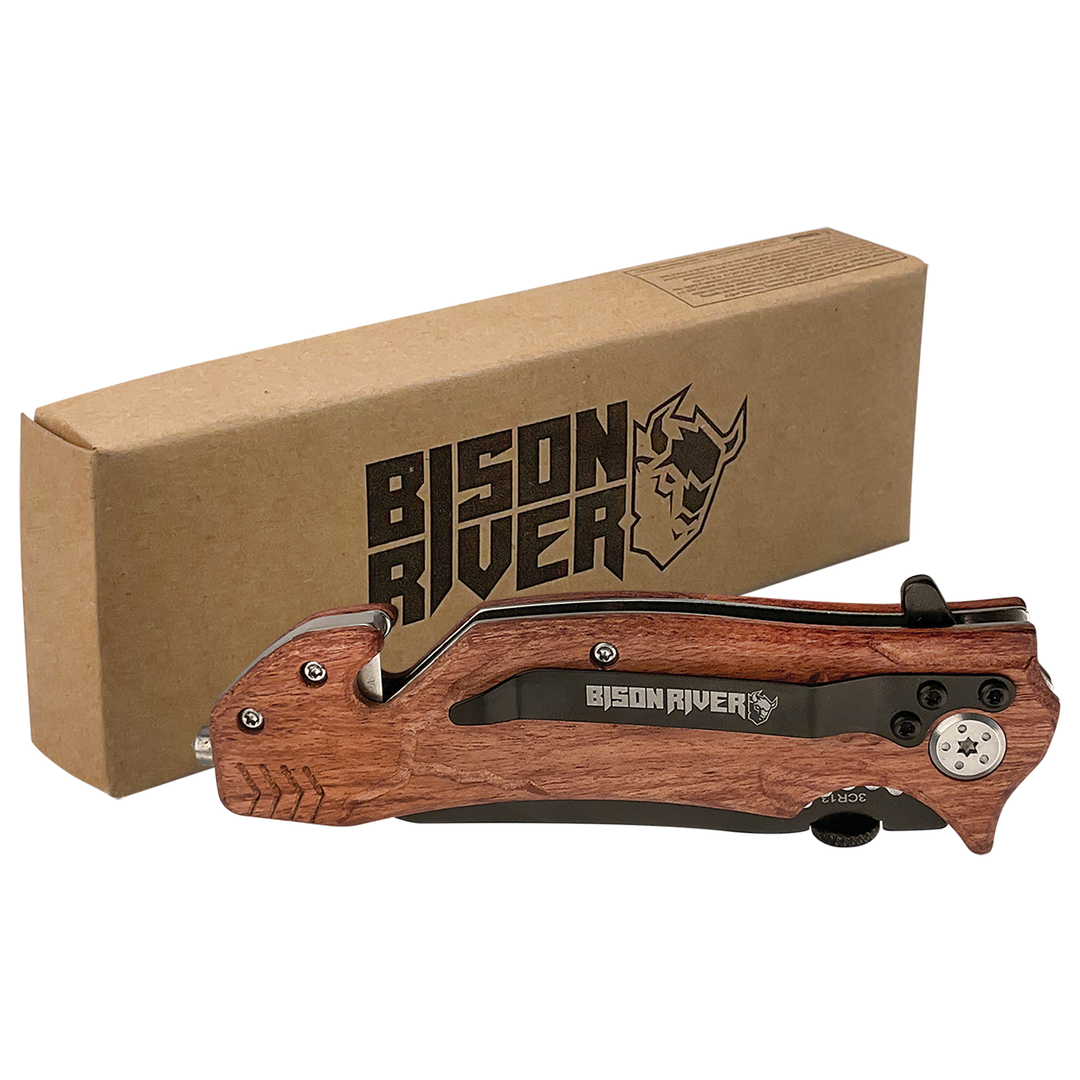 Padauk Wood Bison River Rescue Knife 