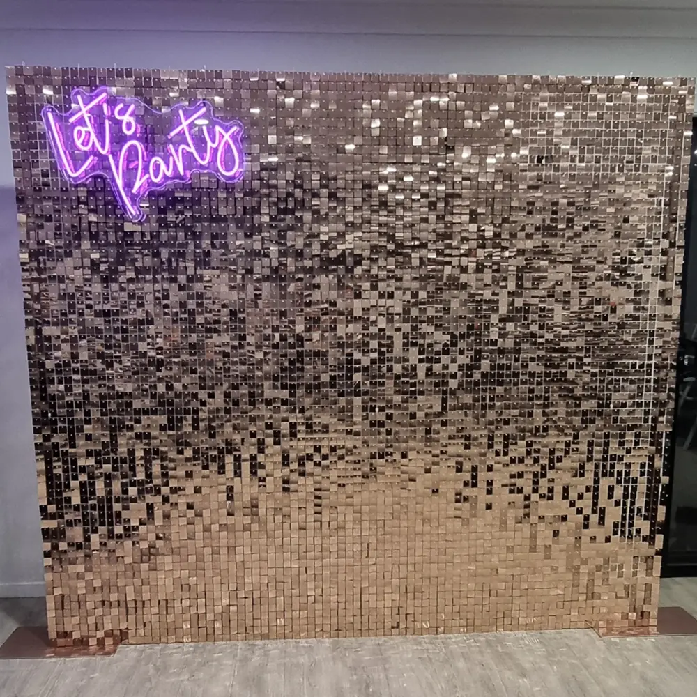 Rose Gold Shimmer Wall Hire