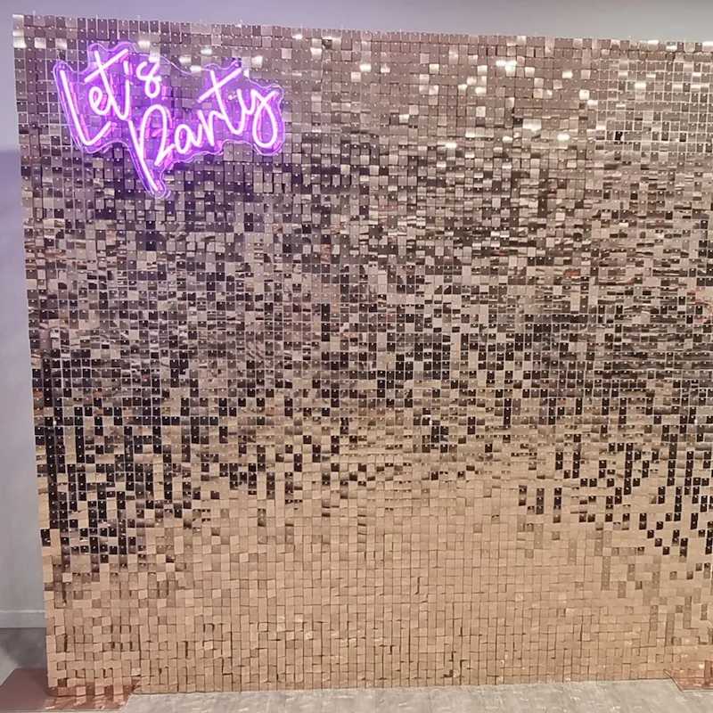 Rose Gold Shimmer Wall Hire