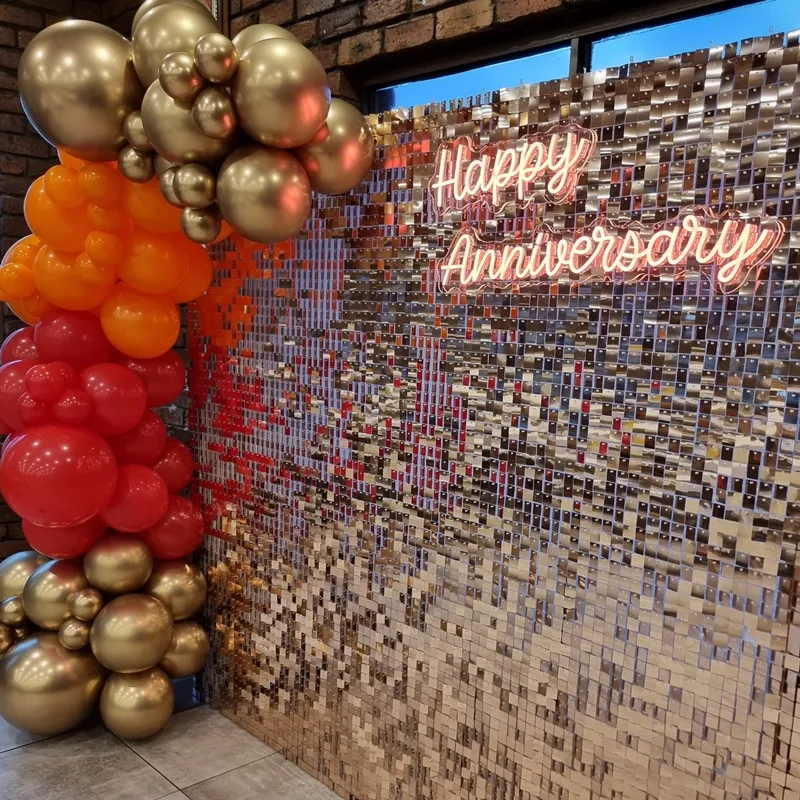 Rose Gold Shimmer Wall Hire