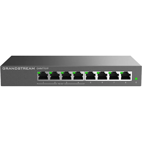 სვიჩი Grandstream , 4-Port Gigabit, PoE + Switch, Gray [GWN7701P]