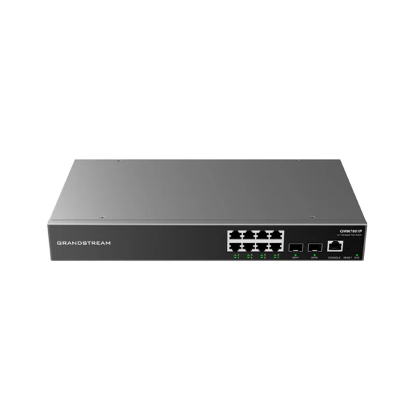 სვიჩი Grandstream , Enterprise Layer 2+ Managed Switch, 8-ports Gigabit Ethernet, PoE/PoE+ (120W), 2-SFP [GWN7801P]