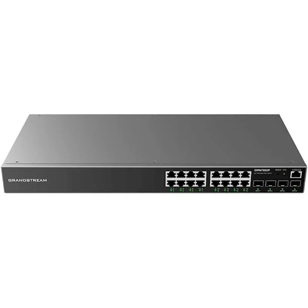 სვიჩი Grandstream , 16-Port Gigabit, PoE + Switch, Gray [GWN7802P]
