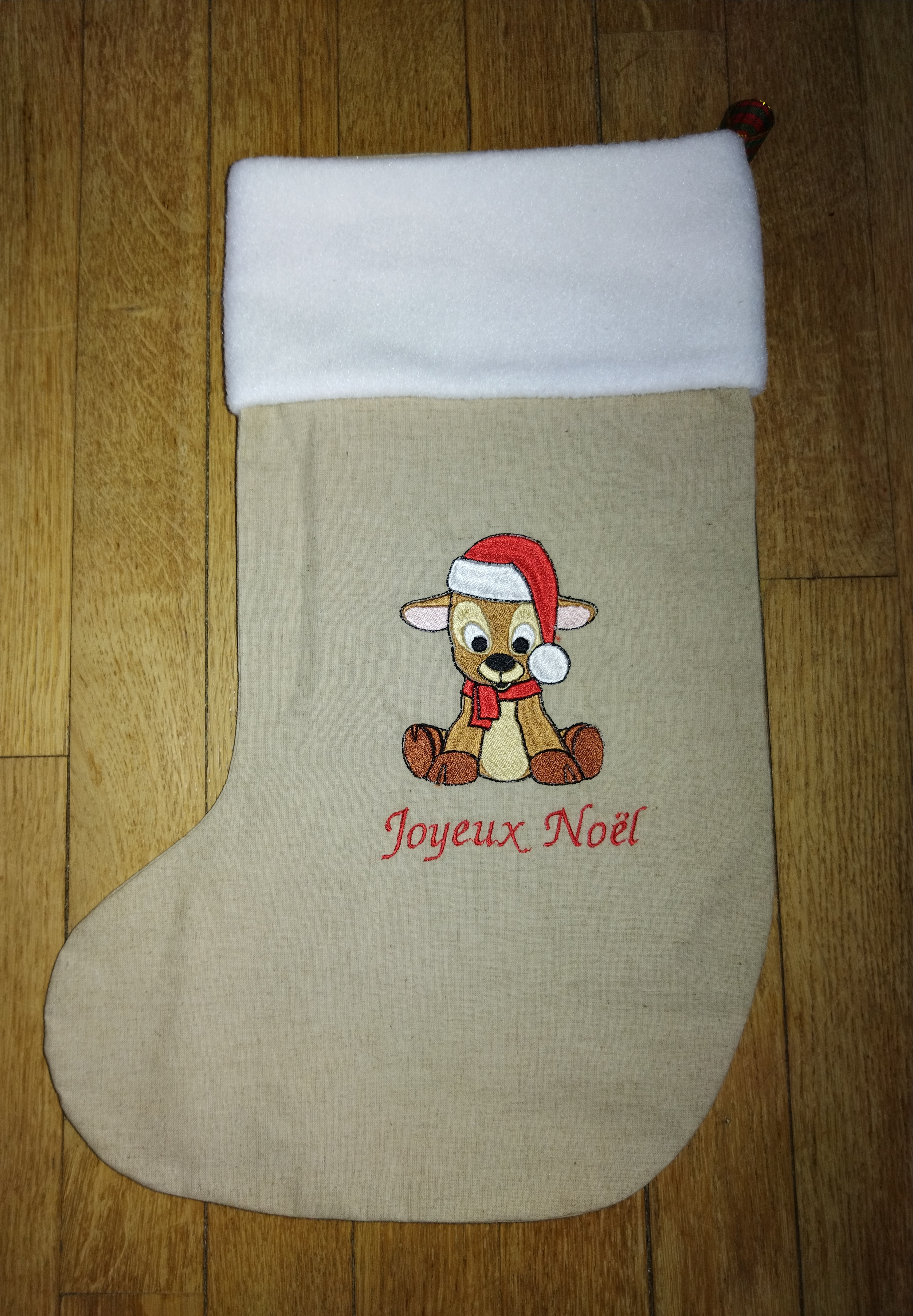 Chaussette de Noël brodée